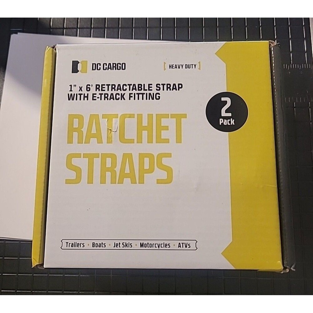 DC Cargo Heavy Duty 1" X 6' Retractable Strap W/E-track  & Auto-retract,  2 Pk